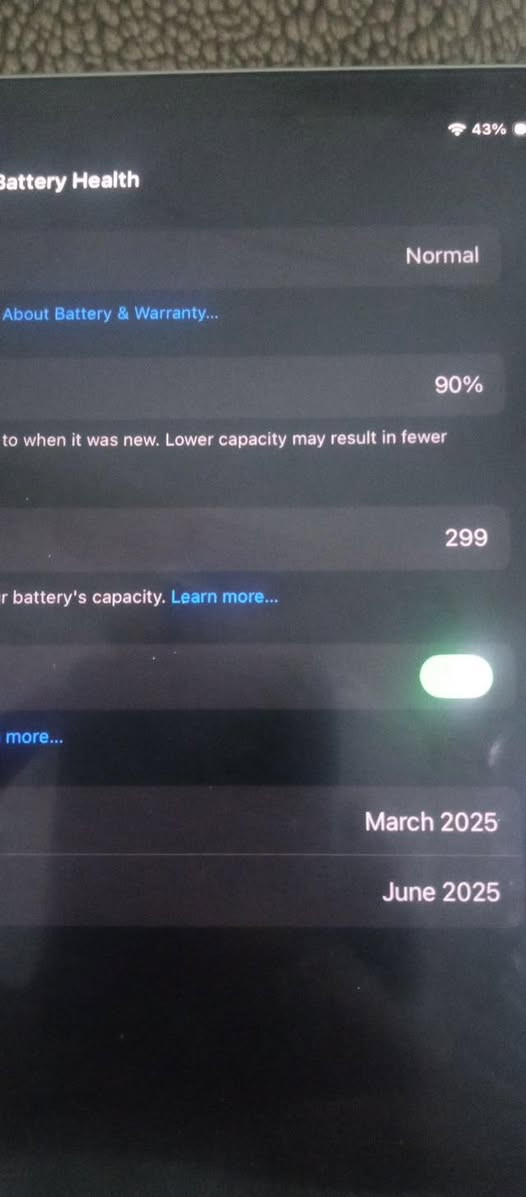 ايباد M4 (11انج) نضيف جدا بعدة بالضمان
بطارية 90 يقرأ بالفحص 91
ماداخل تصليح نهائيا او مفتوح 
تاخذة ع فحص 
الملحقات كارتونه فقط


**إذا كنت صاحب هذا الإعلان وتريد حذفه لأي سبب، رجاءا أرسل رسالة إلى الدعم الفني**