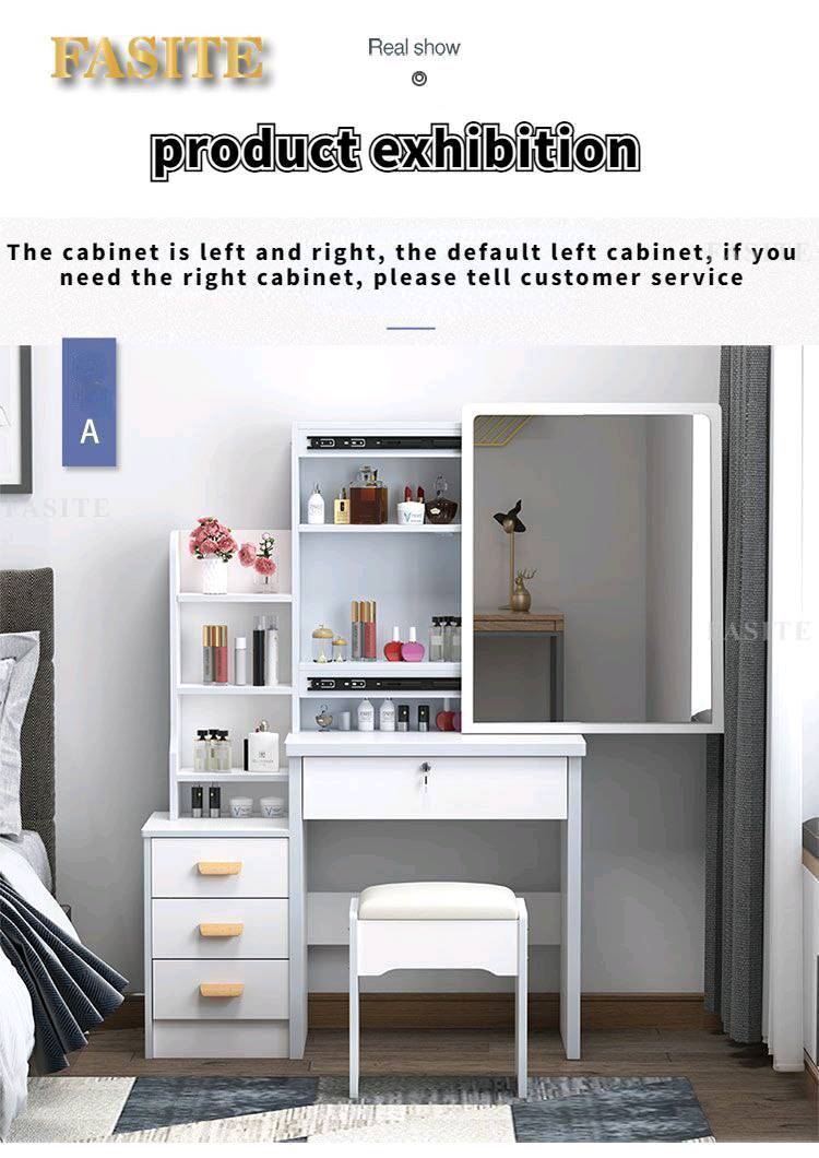 ميز تواليت عملي وجميل بتصميم حديث يوفر مساحة تخزين واسعة لتنظيم أدواتك ومستحضرات التجميل بشكل أنيق. يحتوي على أدراج وأرفف متعددة لتسهيل ترتيب المستلزمات. يتوفر بلونين مميزين.
