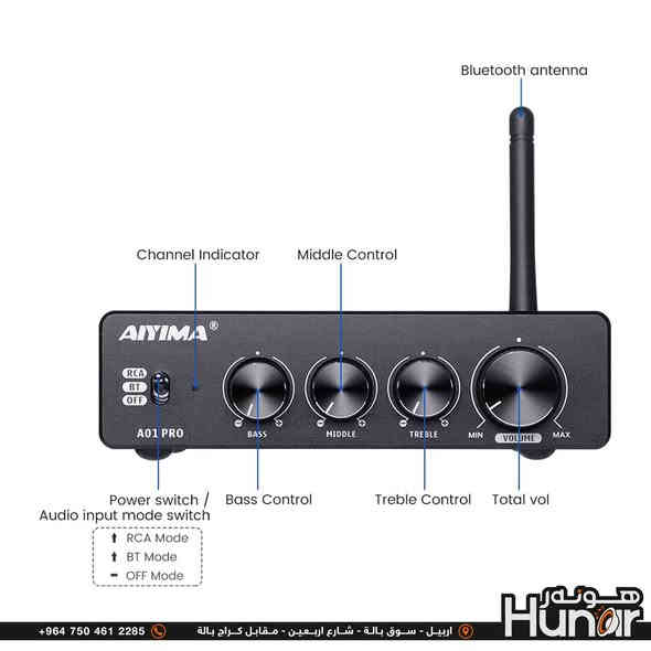 AIYIMA A01 Pro 100W x 2 Power Amplifier Bluetooth 5.1 Class D Amp TPA3116 2.0/2.1 Channel Stereo Amplifier Receiver Mini Speaker Amp with 3.5mm AUX Output + Power Adapter
( کوردی • عربي )

🟢توصيل موجود الي جميع المحافضات
🟡گەياندن هەیە بۆ هەموو شوێنێک

🟠مــعـرض هــونـەر
🔸للـصوتــیات(امبلیفایر• سماعة• رادیو• انتیك• مایكروفون)
🔸عــنـوان• اربیل سوق بالة • شارع اربعین
🔸مـوبایـل• ***********
                   ***********

🔵پـێـشانـگای هــونـەر
🔹بۆ ئامێری دەنگی و کارەبایی(ئیمپلیفایر• سەماعە• ڕادیۆ• مایکرۆفۆن)
🔹ناونیـشان• هەولیر • بازاری لەنگەی ٤۰م
🔹مـــۆبـایـل• 
***********
***********

•••••••••••••••••••••••••••••••••••••••••••••••••••
#iraq #kurdistan #duhok #zaxo #hawler #karbala #slemani #erbil #baghdad #kurd #kurdish #akre  #karkuk #kuwait #najaf
#amplifier #audio #subwoofer #sound #music #audiophile #bass #stereo #amplifiers #speaker #soundsystem #speakers
#اربيل #العراق #بغداد
