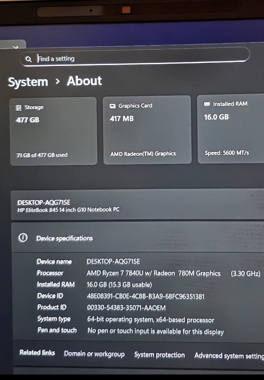 💻 للبيع لابتوب HP EliteBook 845 G10 – حالة ممتازة
🔹 المعالج: AMD Ryzen 7 7840U
🔹 كرت الشاشة: AMD Radeon 780M Graphics
🔹 الرام: 16GB DDR5 بسرعة 5600 MT/s
🔹 التخزين: SSD سعة 512GB
🔹 الشاشة: 14 إنج
🔹 النظام: Windows 64-bit
🔹 الاستخدام: أقل من شهر
✨ مناسب للأعمال، البرمجة، التصميم، والاستخدام اليومي الثقيل
⚡ أداء سريع جدًا مع استهلاك طاقة ممتاز
💰 السعر: 650
📞 للتواصل: ***********
📦 التسليم: حسب الاتفاق
