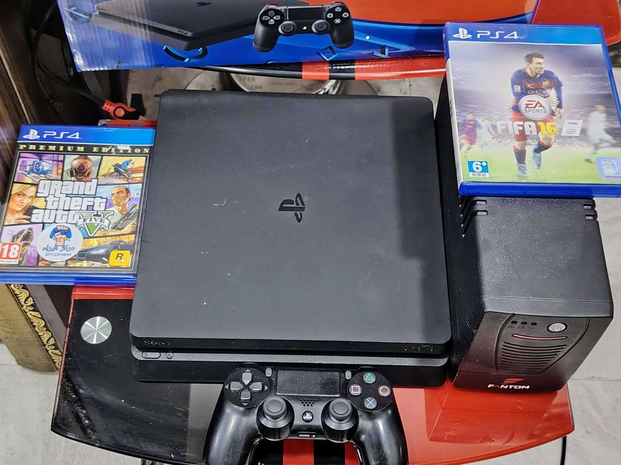 سلام عليكم
للبيع PS4

جهاز نضيف بنسبة 95٪

  جهاز كامل ملحقات جويستك واحد

و3 أقراص جي تي اي 5

وانشارتد 4

وفيفا
يو بي إس 850

جهاز ما بي أي نقص

السعر 240

مكاني بغداد دورة

للتواصل واتس اب ***********
