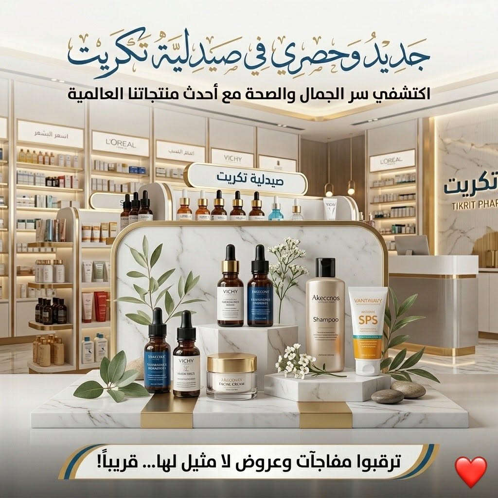 ✨🌸 ترقبوا قريباً 🌸✨

🏥💖 لدى صيدلية وكوزمتك تكريت 💖🏥

🚚📦 وصول تشكيلة جديدة ومميزة من منتجات العناية بالبشرة والشعر ✨🧴🧴✨

🌿 للعناية بالبشرة
💇‍♀️ للعناية بالشعر
💎 منتجات أصلية ومختارة بعناية
🎀 خيارات متنوعة تناسب مختلف الاحتياجات

🔥🎉 انتظروا مفاجآت وعروضاً مميزة قريباً 🎉🔥

📍 صيدلية وكوزمتك تكريت

#️⃣ #صيدلية_وكوزمتك_تكريت #العناية_بالبشرة #العناية_بالشعر #كوزمتك #جمال #عناية_شخصية 🌷💖


**إذا كنت صاحب هذا الإعلان وتريد حذفه لأي سبب، رجاءا أرسل رسالة إلى الدعم الفني**