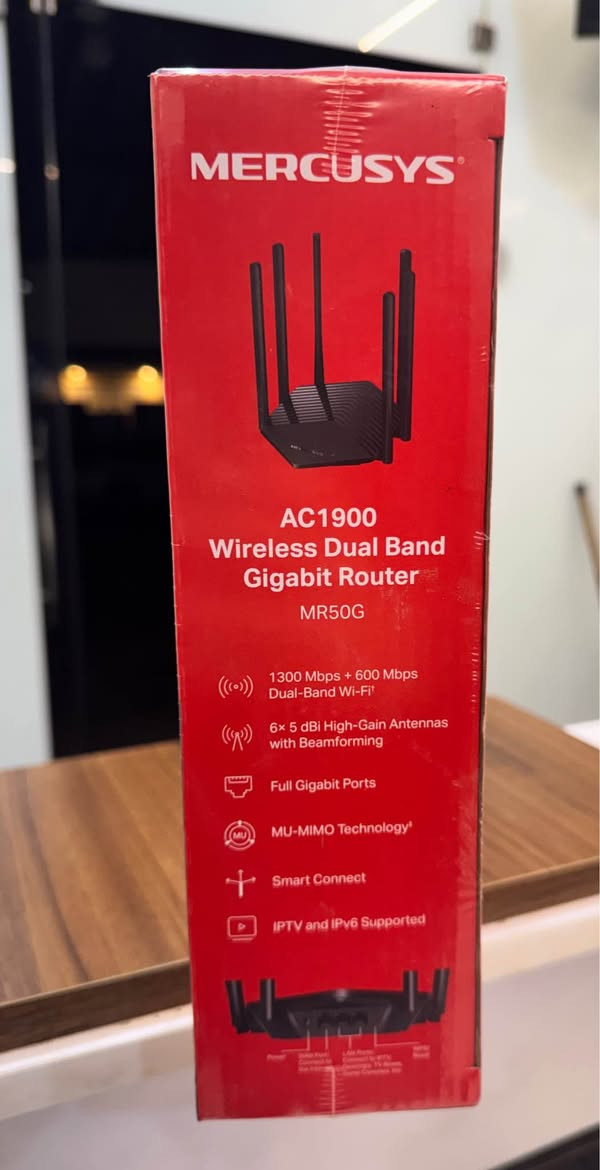 السلام عليكم
Mercusys AC1900 wireless dual band gigabit router 
المواصفات
يمتاز الراوتر بسرعات ممتازة تصل الى 1300 ميغابت بالثانية (حسب نوع الاشتراك) 
يعمل بشكل ممتاز مع جميع انواع الاشتراكات سواء كانت المشروع الوطني او الutv او الابراج بسبب وجود الdual band او الشبكتين
شبكة 2.4G
شبكة 5G
السعر 60,000 دينار
للاستفسار اتصل على الرقم التالي
*********** سجاد
او نورونا في مكتبنا
مكتب السويس العنوان
الشعب شارع اسواق ابو علي مقابيل مدرسة المشراق و مجاور منفذ احمد الغراوي بغداد, العراق
