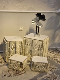 طبلات ديكور • ٤ قطع • حديد قماش خشب