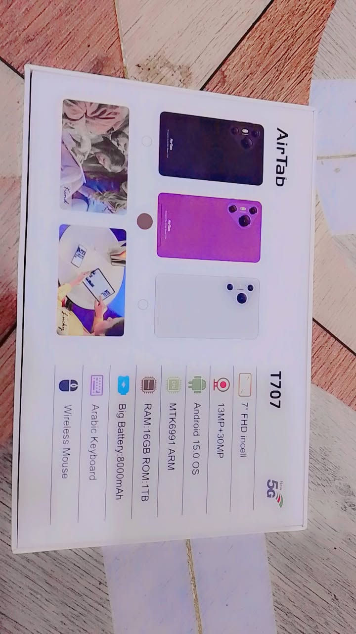 للتصفح والدراسه والافلام والبرامج اليوميه المواصفات شاشه 7 انش المعالج Ram MTK6991 الذاكره 16 ساعه الخزن واحد تيرا كاميرا 30 ميجا مكسل اماميه وخلفيه 13 ميجا بيكسل سعه البطاريه 8000 واط Android 15 يدعم 5G يصير بي شريحه واتساب السعر 110 بمجال ما مستخدم ابد الرقم للتواصل ***********
للبيع تابلت T707 Are Tub تابلت انيق مع كيبورد عربي انجليزي زائد ماوس لاسلكي زائد قلم ينفع
للتصفح والدراسه والافلام والبرامج اليوميه المواصفات شاشه 7 انش المعالج Ram MTK6991 الذاكره 16 ساعه الخزن واحد تيرا كاميرا 30 ميجا مكسل اماميه وخلفيه 13 ميجا بيكسل سعه البطاريه 8000 واط Android 15 يدعم 5G يصير بي شريحه واتساب السعر 110 بمجال ما مستخدم ابد الرقم للتواصل ***********
