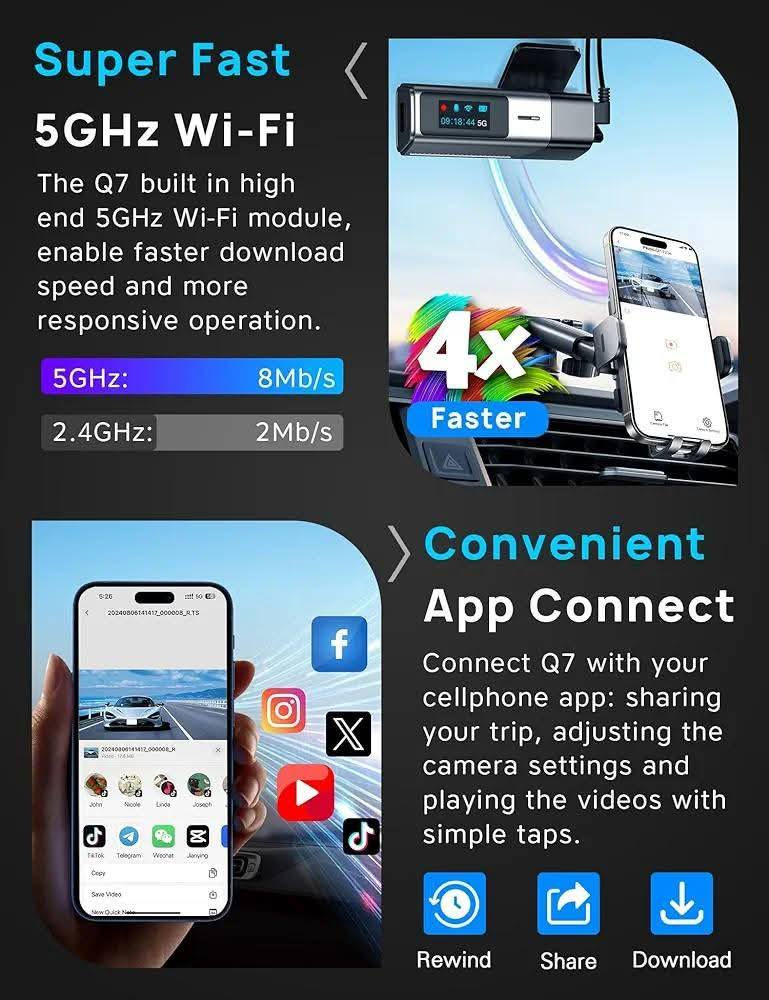 داش كام كاميرا سيارة واي فاي و 4K نوع Navycrest Q7 
تدعم 5G بيه gps وتجي دبل كاميرا وحدة أمامية بزاوية ١٧٠ درجة والثانيه خلفيه بزاوية ١٢٠ درجة مدعومة بتطبيق مجاني للتحكم والمراقبة مع رام اصلي ٦٤ تتحمل  حرارة الصيف وممكن تشغله ٢٤ ساعه مع كافة الملحقات
تتميز الكاميرا بتقنية واي فاي 5G مدمجة للاتصال بالتطبيق، وتستخدم مستشعر SONY IMX لتوفير جودة فيديو عالية.
تشتمل الميزات الأخرى على زاوية رؤية عريضة، وحساس صدمات (G-Sensor)، ووضع تسجيل وقوف السيارات على مدار 24


**إذا كنت صاحب هذا الإعلان وتريد حذفه لأي سبب، رجاءا أرسل رسالة إلى الدعم الفني**