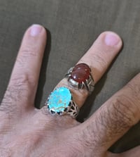 خاتمين فضة • حجر أصلي • ٢٠ غرام