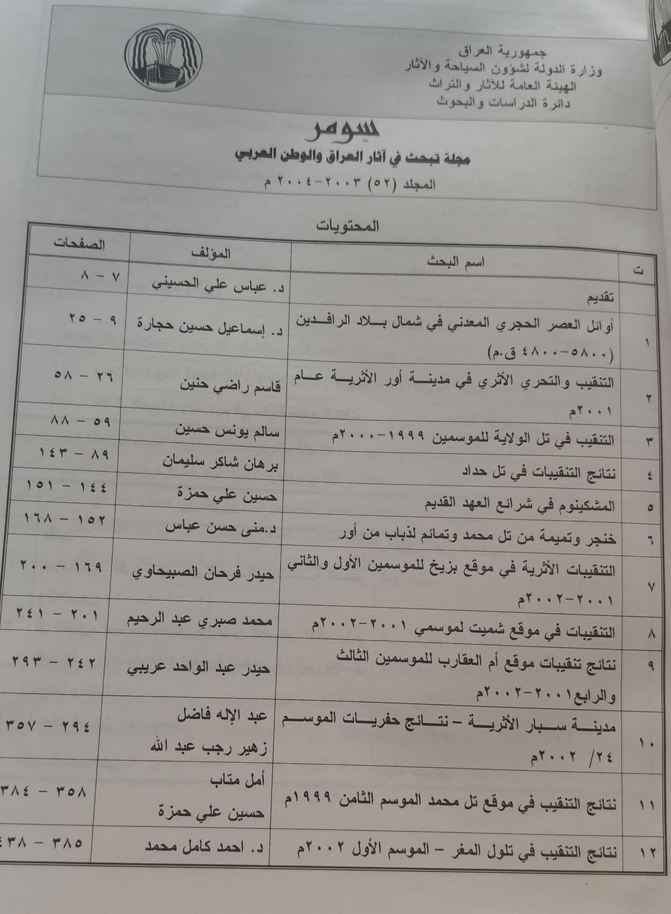 مجلة سومر
الجزء الأول و الثاني من المجلد الثاني والخمسون 
٢٠٠٣-٢٠٠٤ 
٥٢٨ صفحة باللغة العربية و٣٨ صفحة باللغة الانكليزية 
قطع اطلسي كبير
السعر ١٠ الف دينار


**إذا كنت صاحب هذا الإعلان وتريد حذفه لأي سبب، رجاءا أرسل رسالة إلى الدعم الفني**