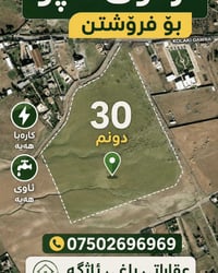 مقابل مزرعة شيخ باز • ٣٠ دونم تاپۆ • كهرباء وماء