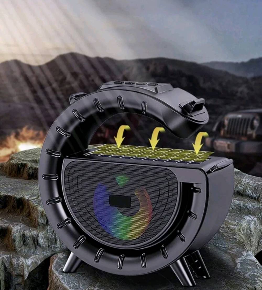 مديل DV - 800

- يتم شحنه عن طريق الكهرباء والطاقة الشمسية 

- يمتلك لوحة شحن شمسية لضمان امداده بالطاقة دون انقطاع

- يتميز بمصباح يدوي LED قوي ذات مدى 100 متر

- خاصية الراديو FM

- يأتي مع حزام 

- ستاند حامل للهاتف 

- اضاءة ملونة من الداخل 

- يدعم  USB و TF-card

- قياسات السبيكر :  203 * 75 * 205 mm

- مسافة الاتصال: 10 متر
ما هي مدة تشغيل البطارية بالساعات؟: 
الشحن على الطاقه الشمسيه 
هل توفر توصيل ضمن بغداد؟: 
نعم
هل هناك ضمان على المنتج؟: 
نعم يوجد ضمان