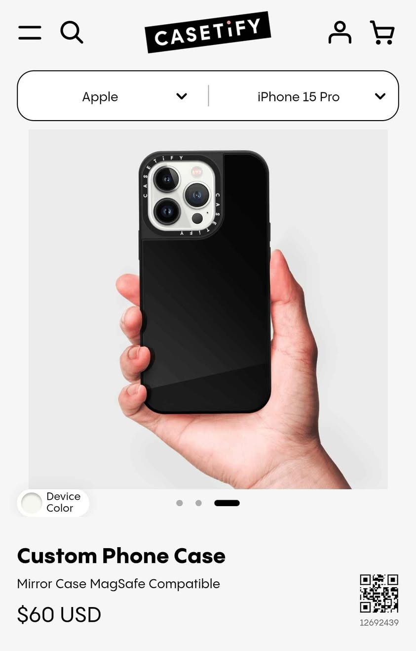 کەڤەری مارکەی CASETiFY
نوێیە بەکارنەهاتووە نرخی خۆی 60 دۆلارە 
گونجاوە لەگەڵ iPhone 15 Pro
ڕەنگی ڕەشی ئاوێنەیی
پشگیری شەحن کردنەوەی بێوایەر و MagSafe ئەکات

نرخ:- 25,000
ژ.م:- ***********
گەیاندن هەیە بۆ هەموو شارەکان حلبجة, السليمانية
