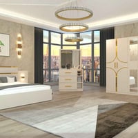 موديل يلدز • ابيض بروفيل ذهبي • سرير 180×200