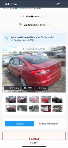 السلام عليكم فورد فيوجن 2020 se 
حادث جاملغ وربع بنيد وصور الحادث والسونار  مرفقة بالمنشور ماشي 55 الف مسوي ادامة للسيارة وتايرات جديدة بيها كم ملاحضة زغيرة رقم سليمانية باسمي السعر 137 وبيها مجال مكان السيارة بغداد الكرخ 
غير متواجد على الفيس 
رقم التلفون ***********
