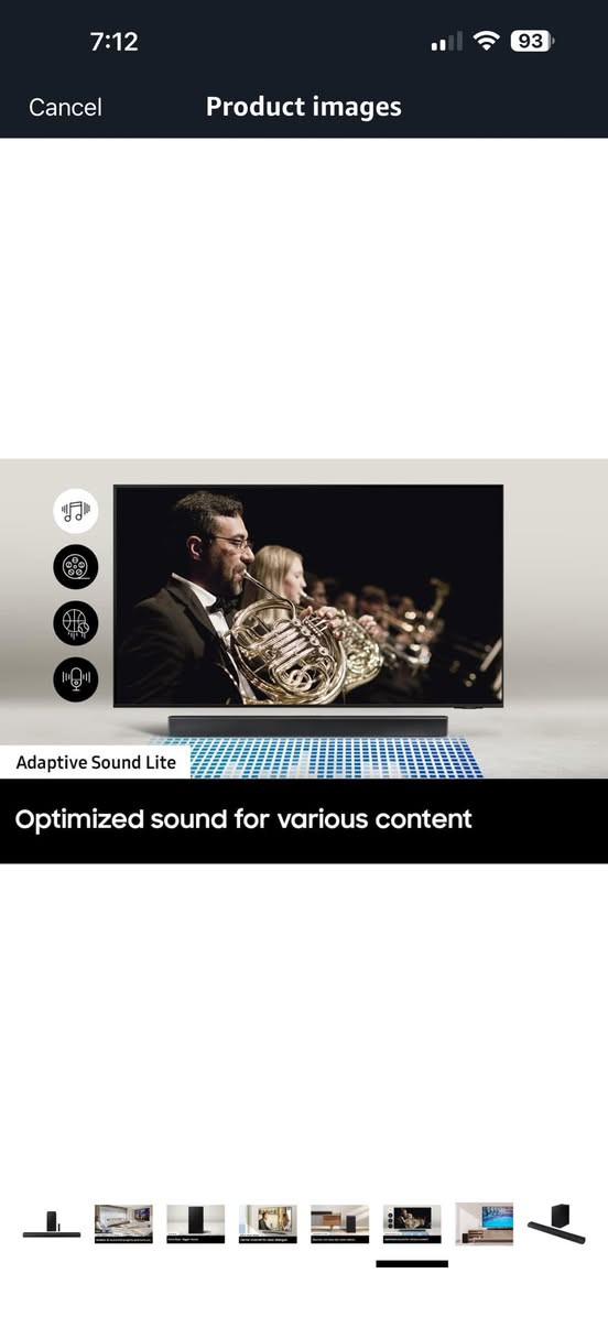 B-Series Soundbar مكبر صوت محيطي ثلاثي الابعاد
السعر 300 الف قفل

HW-B650
Samsung soundbar b650

عدد القنوات: 3.1 (مع مكبر صوت مركزي
مخصص).
القوة الإجمالية: 430 واط.
مضخم الصوت (Subwoofer): لاسلكي (Wireless).
تقنيات الصوت: DTS Virtual:X، Dolby Audio (5.1ch).
أوضاع الصوت: Bass Boost, Surround Sound Expansion, Game, Adaptive Lite, Standard.
الاتصال: بلوتوث (Bluetooth)، HDMI (ARC)، مدخل بصري (Optical).
الميزات الخاصة: توافق مع طقم السماعات الخلفية اللاسلكية (SWA-9200S)، صوت متكيف (Adaptive Sound)، وضع الحوار الواضح (Voice Enhance).
الأبعاد (عرض×ارتفاع×عمق):
الجهاز الرئيسي: 1030.0 × 59.4 × 105.0 مم.
مضخم الصوت: 184.0 × 346.0 × 295.0 مم.
الوزن: 10.3 كجم


**إذا كنت صاحب هذا الإعلان وتريد حذفه لأي سبب، رجاءا أرسل رسالة إلى الدعم الفني**