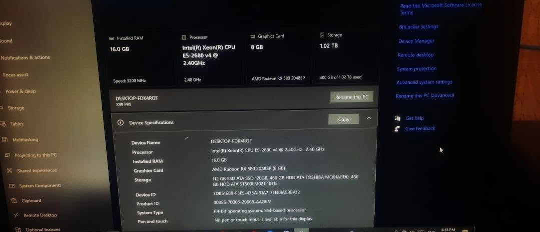 PCللبيع مكاني موصل 
معالج زيون E5 2680V4
بورد X99كيمنك
كرت شاشه RX580AMD 8G 
بور سبلاي 600w
تخزين SSD128

HDD500
يجي وياها كيبود وماوس وسمعات 
و كيم بأس شهرين التمت مفعله ب25الف 
 كرت شاشه شرط مامفتوح 
 للبيع سعر370 انطي ضمان بيها اي عطل مشكله ترجع
***********
