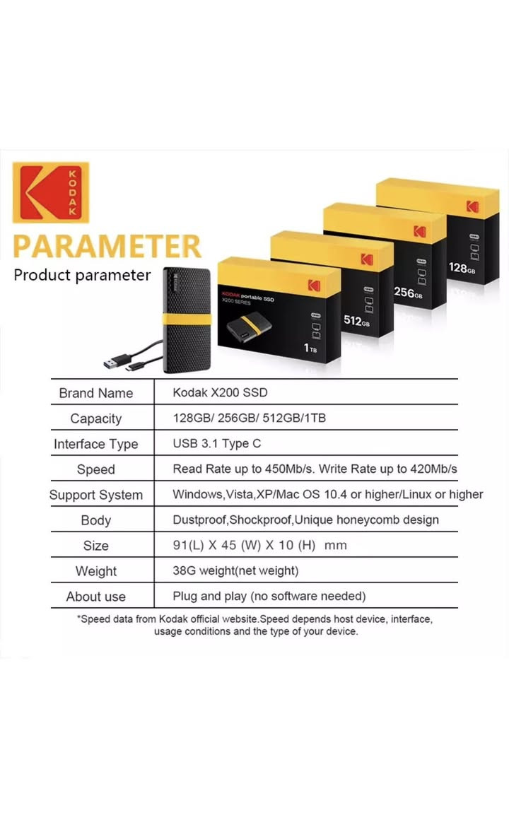 للبيع هاردسك خارجي (SSD) من شركة كوداك (Kodak) العالمية، موديل X200 Series، يتميز بالسرعة العالية والحجم الصغير جداً.
المواصفات التقنية:
• السعة: 512 جيجابايت (512GB).
• النوع: SSD (أسرع بمراحل من الهاردسك العادي HDD).
• منفذ التوصيل: USB Type-C 3.1 (يدعم نقل البيانات بسرعة فائقة).
• التصميم: أنيق، متين، وبحجم الجيب (سهل التنقل).
• التوافق: يعمل على اللابتوب (Windows/Mac)، الهواتف الذكية، وأجهزة
• مثالي لنقل الملفات الكبيرة والأفلام والصور بدقة عالية في ثوانٍ.
• يوفر حماية أفضل لبياناتك بفضل تقنية الـ SSD المقاومة للصدمات.

السعر 50 الف


**إذا كنت صاحب هذا الإعلان وتريد حذفه لأي سبب، رجاءا أرسل رسالة إلى الدعم الفني**
