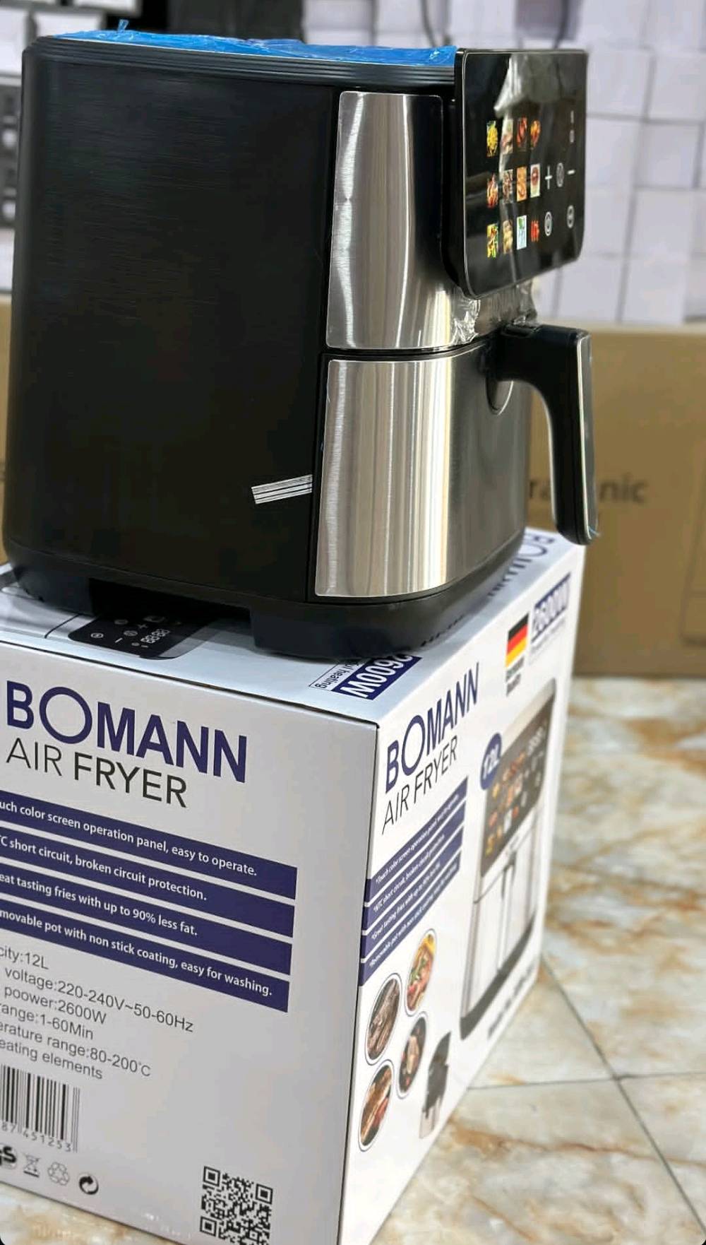 🔥 وصـل الجديــد 🔥
قلاية BOMANN الألمانية الأصلية 💯
سعة 12 لتر 🔥 دبل هيتر من فوق ومن جوّا!
شاشة لمس مثل التابلت 😍 تشغيل سهل وراقي ✨

🍟 أكلات مقرمشة بدون دهون
💪 مناسبة لمرضى الضغط والسكر
👌 تنظيف جداً سهل
⚡ 2600 واط – تسخين سريع
⏱️ تايمر من 1–60 دقيقة
🌡️ حرارة من 80–200 درجة
🔒 أمان عالي وانطفاء تلقائي

📍 العنوان: بغداد – الكاظمية
باب الدروازة – ساحة قريش – مجاور قسم الأطفال
🚚 توصيل متوفر

للطلب راسل الصفحة 📩
وخلي أكلاتك الصحية تصير ألذ وأحلى 😋✨