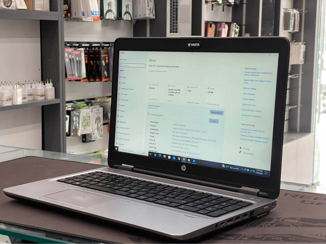 HP ProBook 650 G2 💻

Processor ⚙️

Intel Core i5-6300U 2.40 GHz

Memory 💾

8 GB 2133 MHz

Storage 📀

SanDisk 256 GB SSD

Graphics 🕹️

AMD Radeon R7 M350 2 GB

ژمارە مۆبایل *********** أربيل, العراق
