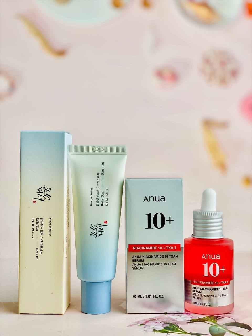 #عرض لمعالجة التصبغات والأثار من جوسون 🇰🇷✨

❤️سيروم Anua Niacinamide 10% + TXA 4%يستهدف البقع الداكنة والتصبغات وندبات ما بعد حب الشباب. يعمل على توحيد لون البشرة وتفتيحها.
🩵واقي الشمس Beauty of Joseon Relief Sun Rice + B5
يوفر حماية عالية من أشعة الشمس بعامل حماية SPF 50+ و PA++++.

#للحجز_والاستفسار_دايركت
#بوست + #ستوريات بغداد, العراق


**إذا كنت صاحب هذا الإعلان وتريد حذفه لأي سبب، رجاءا أرسل رسالة إلى الدعم الفني**
