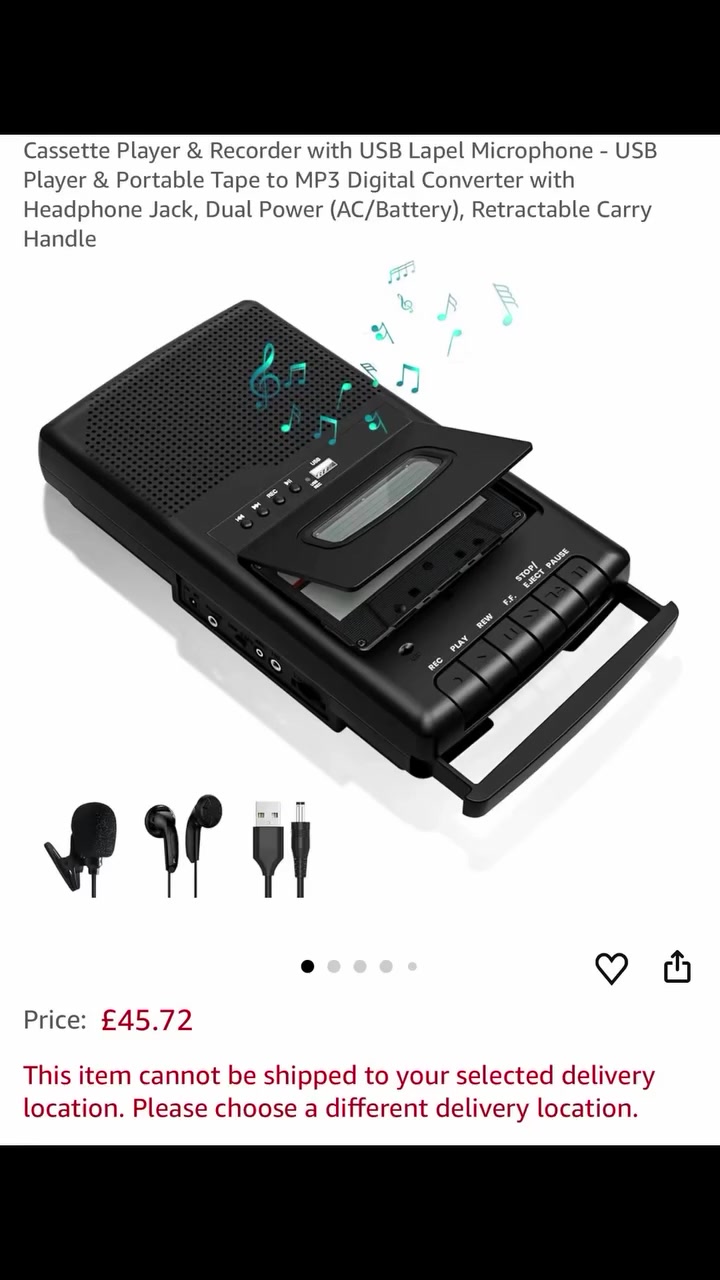 مسجل كاسيت كبير بمواصفات مميزة و صوت واضح و عالي يعمل على الكهرباء او البطاريات مع مايك تسجيل صوت و سماعات و كيبل USB . السعر 25 الف. والتوصيل 3 آلاف لكل محافظات العراق 
رقم التواصل على الواتساب ***********
