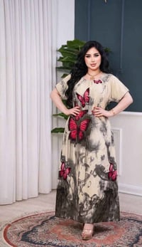 دشداشة نسائي • قماش مارينا الذهب • فري سايز لحد ٨٥