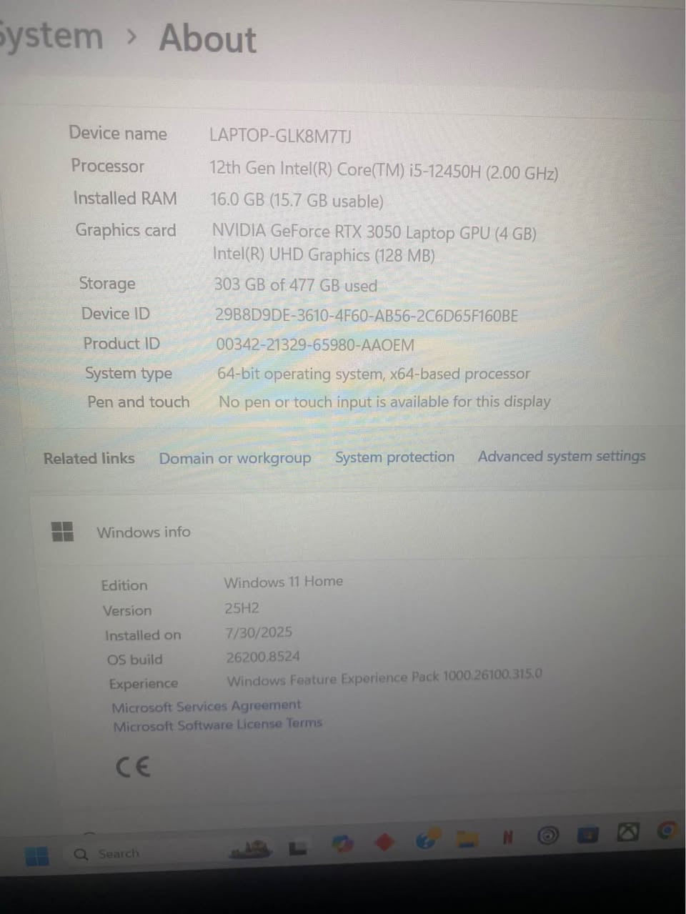 * Laptop: HP Victus 15-fa0033dx
* CPU: Intel Core i5-12450H
* GPU: NVIDIA GeForce RTX 3050 4GB
* RAM: 16GB DDR4
* Storage: SSD
* Display: 15.6” FHD 144Hz
* OS: Windows 11

زۆر جوانە وەک تازە وایە کارتۆنو هەمو شتێکی ماوە نامە بۆ نرخ بنێرە السليمانية, العراق


**إذا كنت صاحب هذا الإعلان وتريد حذفه لأي سبب، رجاءا أرسل رسالة إلى الدعم الفني**