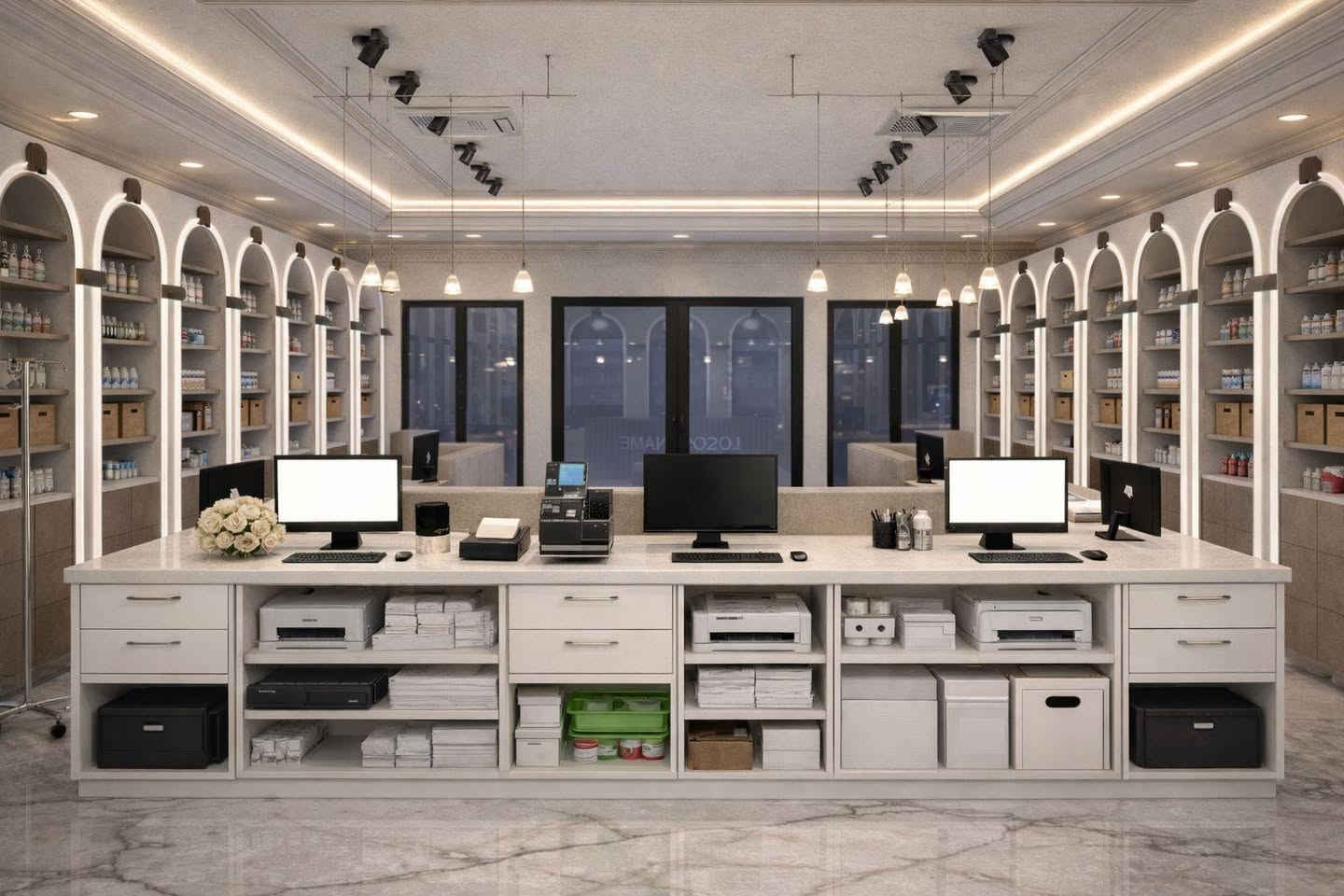 متابعينا الأعزاء نعرض لكم صور تصميم وتنفيذ صيدلية ديكور داخلي نمط النيو كلاسك ألوان مريحة للعين مع تصميم هادئ حسب طلب الزبون للاستفسار الاتصال على الرقم
***********
