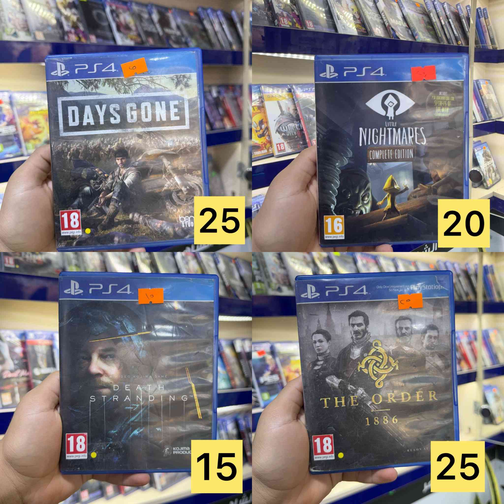 أقراص مستخدم ps4
السعر داخل الصوره 
للحجز واتساب ***********
العنوان كربلاء حي الحر قرب مجمع ريحانه
