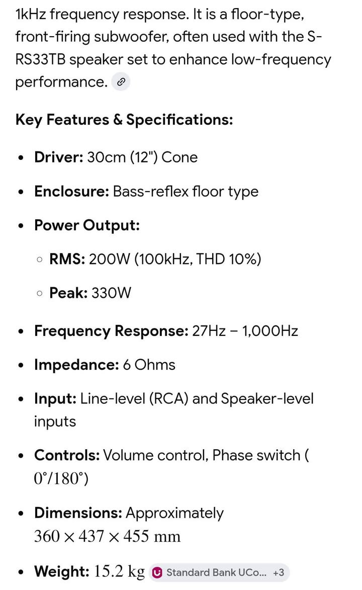السلام عليكم.. عرض #2026011
سبووفر PIONEER RS-3SW ACTIVE.
دمام فئة أكتف (تضخيم داخلي) حجم كبير و تضخيم قوي جدا
القدرة 330W , الحجم 12inch .
الوزن 15.2 كيلوغرام  و يحتوي على فتحتين هواء
صور للمداخل و المواصفات مرفقة بالمنشور.
السعر 285 الف دينار و بي مجال بسيط للطيبين أكيد 💖 ..
مكاني سليمانية... يوجد توصيل كافة المحافظات.
Mustafa Electronics 
Audio , Video & Electronics
Whatsapp: ***********
