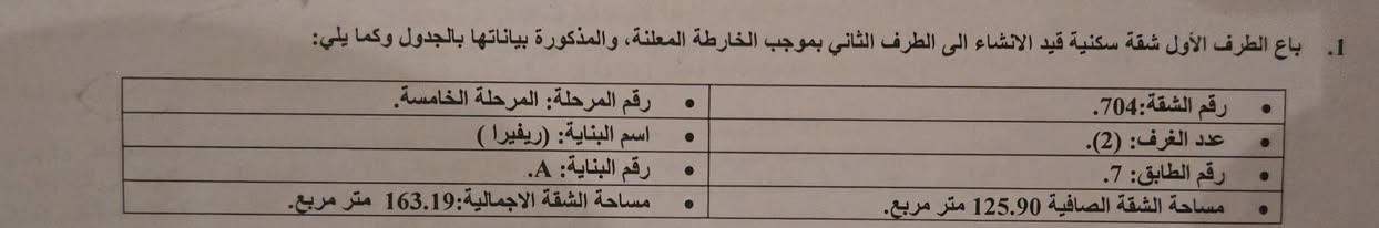 للبيع من المالك مباشر - شقة سكنية قيد الإنشاء في مشروع شركة "مدن" (المرحلة الخامسة).
مجمع بروج
الشقة بنظام تقسيط مريح جداً على 9 سنوات.
​🏢 مواصفات الشقة:
​البناية: ريفيرا A (Riviera-A).
​الطابق: السابع (رقم الشقة 704).
​المساحة: إجمالية 163.19 متر مربع.
​التقسيم: غرفتين نوم .
​💰 تفاصيل السعر:
​السعر الكلي للشقة في العقد: 269,264 دولار.
​نظام الدفع: تم تسديد المقدمة و 4 أقساط للشركة (حتى شهر 3/2026).
​المطلوب للتنازل: المبلغ المدفوع حتى الآن ، ويتم تحويل العقد باسم المشتري الجديد ليُكمل باقي الأقساط براحته مع الشركة.
​الشقة فرصة للي يبحث عن مساحة واسعة وتقسيط طويل الأمد.
للجادين بالشراء، يرجى مراسلتي على الخاص أو الاتصال: *********** بغداد, العراق
