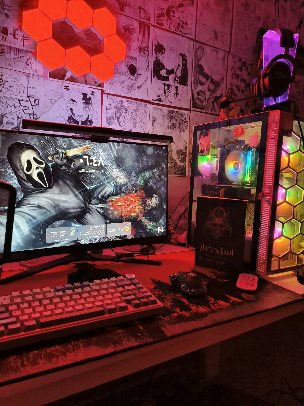 RTX 3060 Ti
i5 12400F
RAM 16GB
1T خارجي
512 GB داخلي
باور سبلاي 700W 
شاشه 165هيرتز من سامسونج
مايك من شركه فيفاين
كيبورد F75
ماوس اتاك شارك 
ميز جيد 
كرسي كيمنك 
سماعه هايبر أكس كلاود 2
وبعد كم شغله 
للتواصل ***********