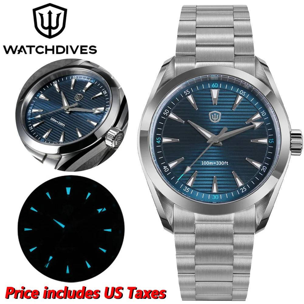 السلام عليكم هذه الساعة هي Watchdives WD0006، وهي ساعة رجالية بنمط عتيق (Vintage) مستوحى من تصميمات "Aqua Terra" الشهيرة. تتميز بميناء أزرق داكن مع خطوط أفقية وهيكل من الفولاذ المقاوم للصدأ.
المواصفات الفنية الرئيسية:
المحرك (Movement): تعمل بمحرك كوارتز ياباني من نوع Japan VH31 Sweep Second، والذي يتميز بحركة عقرب ثوانٍ انسيابية تشبه الساعات الميكانيكية.

الزجاج: تأتي بزجاج من الياقوت الكريستالي (Sapphire Crystal) المقوس والمقاوم للخدش، مع طبقة طلاء AR لزيادة الوضوح.

المقاسات: يبلغ قطر الساعة 38 مم، مما يجعلها مناسبة جداً للمعاصم الصغيرة والمتوسطة.

مقاومة الماء: مقاومة للماء حتى عمق 100 متر (10 بار)، وهي مزودة بتاج وغطاء خلفي يُغلق بالبراغي لضمان الحماية أثناء السباحة.

الإضاءة: تحتوي على مادة BGW9 Luminous التي توفر توهجاً أزرق واضحاً في الظلام


**إذا كنت صاحب هذا الإعلان وتريد حذفه لأي سبب، رجاءا أرسل رسالة إلى الدعم الفني**