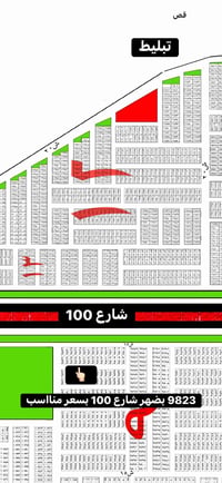قطعة ارض للبيع   المساحة : 100 م   الواجهية 5 نزال 20   رقمها : 9823  ...
