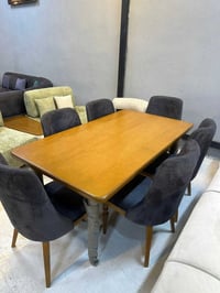 ميز طعام • خشب زان • ٦ كراسي