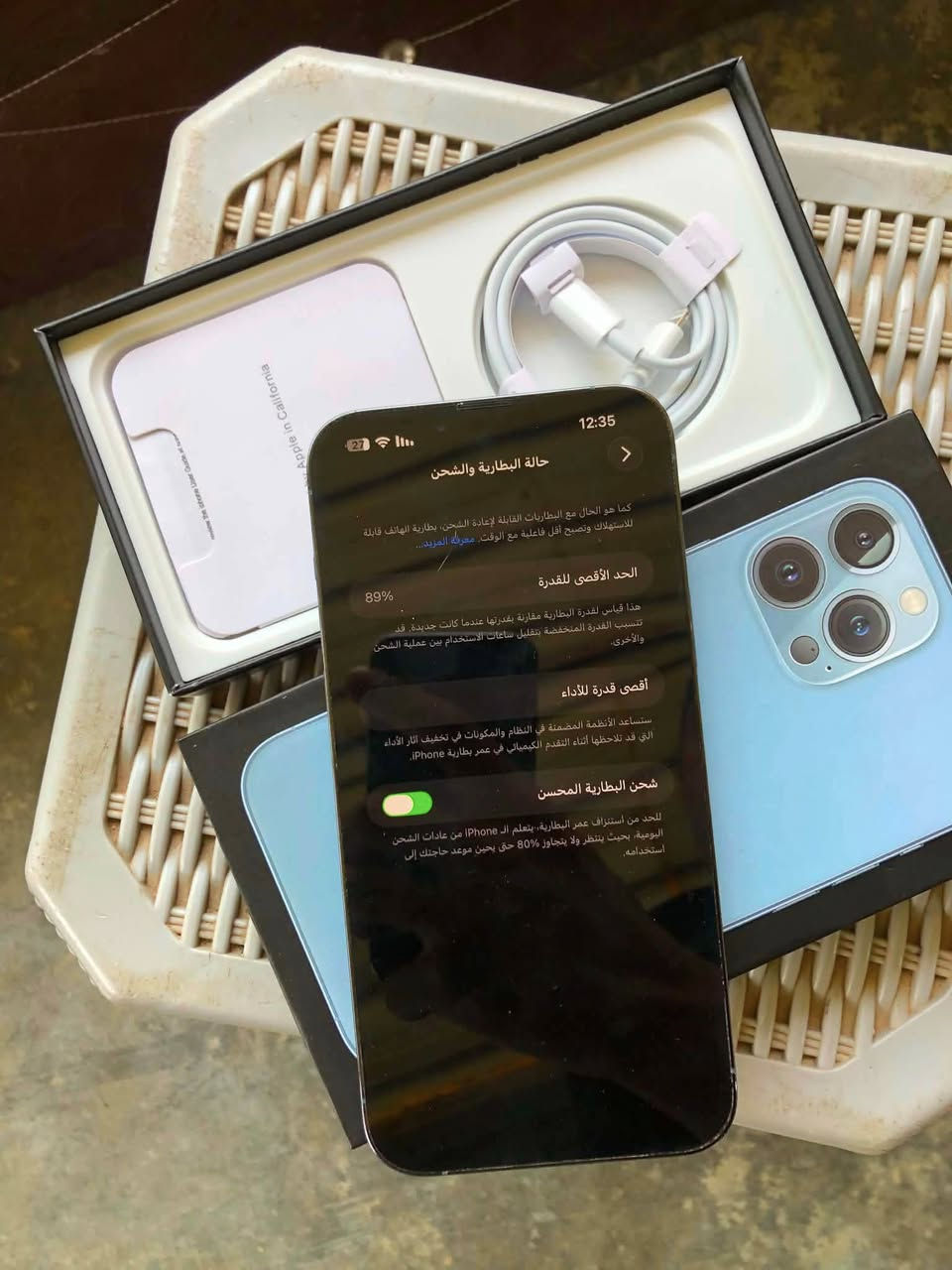 السلام عليكم
* ايفون 13 برو ماكس

* لون بحري  مميز 

* بطاريه🔋89

* ذاكره 256 

* M/LL/A 

* مكفول كفاله عامه من فتح وتصليح  جهاز جديد

* كامل ملحقات مطابق كارتونه 

* السعر / 725 الف وبي مجال بسيط كلش حك جيه  

* العنوان/ كركوك

* للتوصل / ***********
