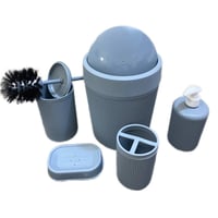 طقم حمّام ٥ قطع • سعة ٥ل • أبيض بيجي رصاصي