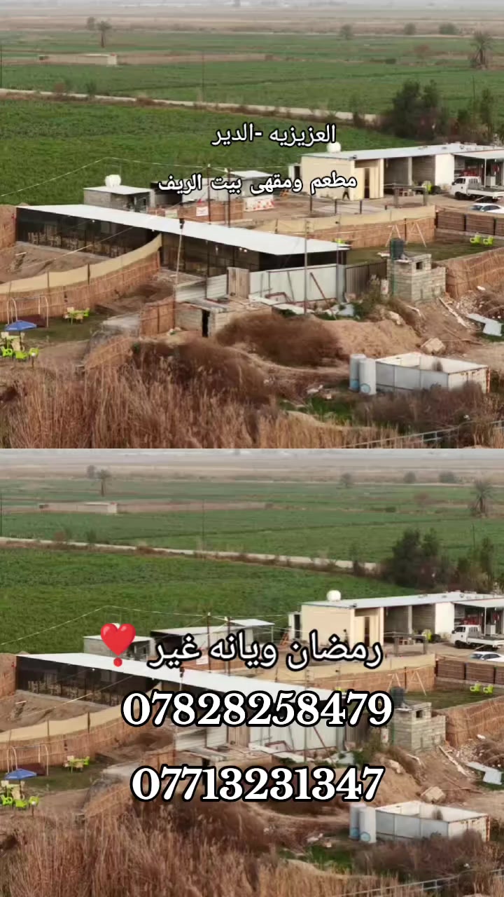 #عرض_رمضان_الخاص 🌙 في منتجع ومطعم بيت الريف
بمناسبة شهر الخير، قررنا نكرمكم بأقوى العروض والخصومات على كل مأكولاتنا! استمتعوا بأجواء الريف الحقيقية مع عائلتكم.
🔥 عروضنا ما تتفوت:
 * الأركيلة: بـ 2,000 دينار فقط! 💨
 * الماء: مجاناً للجميع 💧
 * ألعاب الأطفال: مجانية تماماً 🎡
🍱 منيو الفطور (سفري وصالة):
 * وجبة السمك المشوي: (سمكة + تمن أحمر + مقبلات + خبز حار + طرشي)
   * سفري: 8,000 د.ع
   * داخل الصالة: 9,000 د.ع
 * وجبة الدجاج بالتنور: (دجاجة كاملة + تمن أحمر + مقبلات + طرشي + خبز)
   * سفري (بدون إضافات): 10,000 د.ع
   * وجبة كاملة (سفري أو صالة): 12,000 د.ع
 * أجنحة الدجاج: بـ 10,000 د.ع فقط.
⚠️ تنويه هام: لضمان أفضل خدمة، يرجى الحجز المسبق قبل الإفطار بساعة على الأقل. الوجبات تنزل حارة وحسب رغبتكم.
📞 للحجز والاستفسار:
***********
***********
#رمضان_كريم #بيت_الريف #عروض_الإفطار #هلا_بيكم
