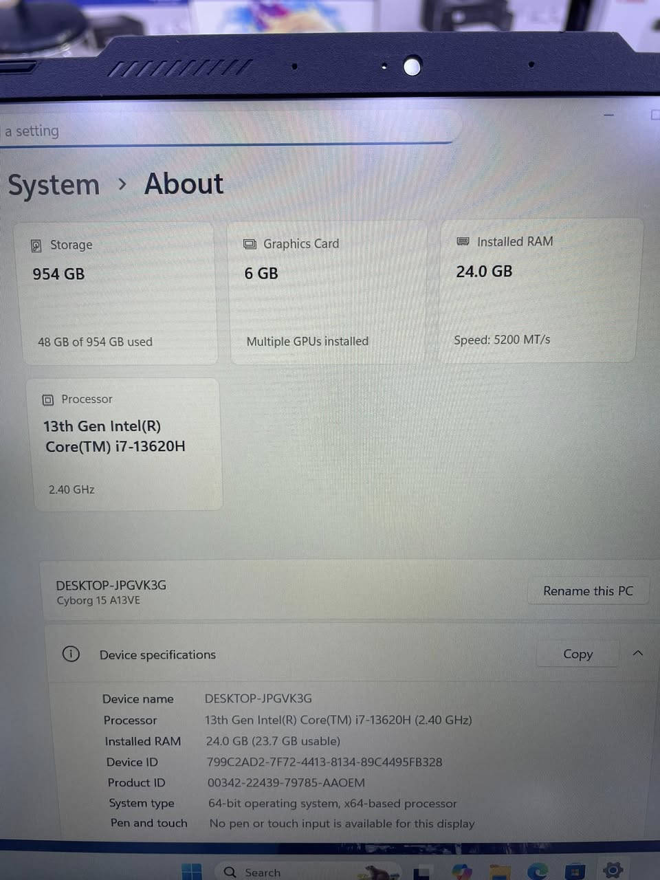 msi cyborg
cor i7  13th 
ram 24G 
ssd 1T nvme 
rtx 4050  6G 
144hz 
نضافه 100‎%‎ اخت الجديده 
مع شاحنه اصليه فقط 
السعر : 1،500،000
بغداد - المنصور . يوجد توصيل 
***********
