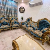 تخم قنفات مصري عشر مقاعد مع طبلات عدد ٢ مرمر  مع ميز طعام  ٦ كراسي نفس...