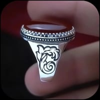 خاتم فضة 925 • فضة أصلية • عقيق يماني