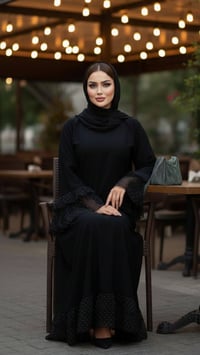 عباية سوداء • شيفون منقط • مقاسات S-XXXL