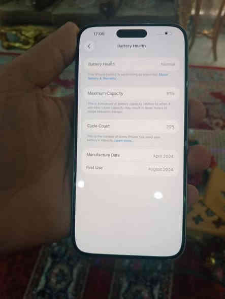 ايفون ١٥ برو ماكس ذاكره ٢٥٦ بطاريه١٠٠ مكفول افحص وين ميعجبك دبل سيم كارت مكاني بغداد الامين الثانيه سعره مليون و٨٠ الف ( *********** )
