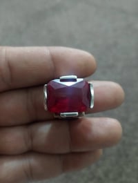 خاتم فضة • ياقوت خشن • قياس ٢٢/٢١