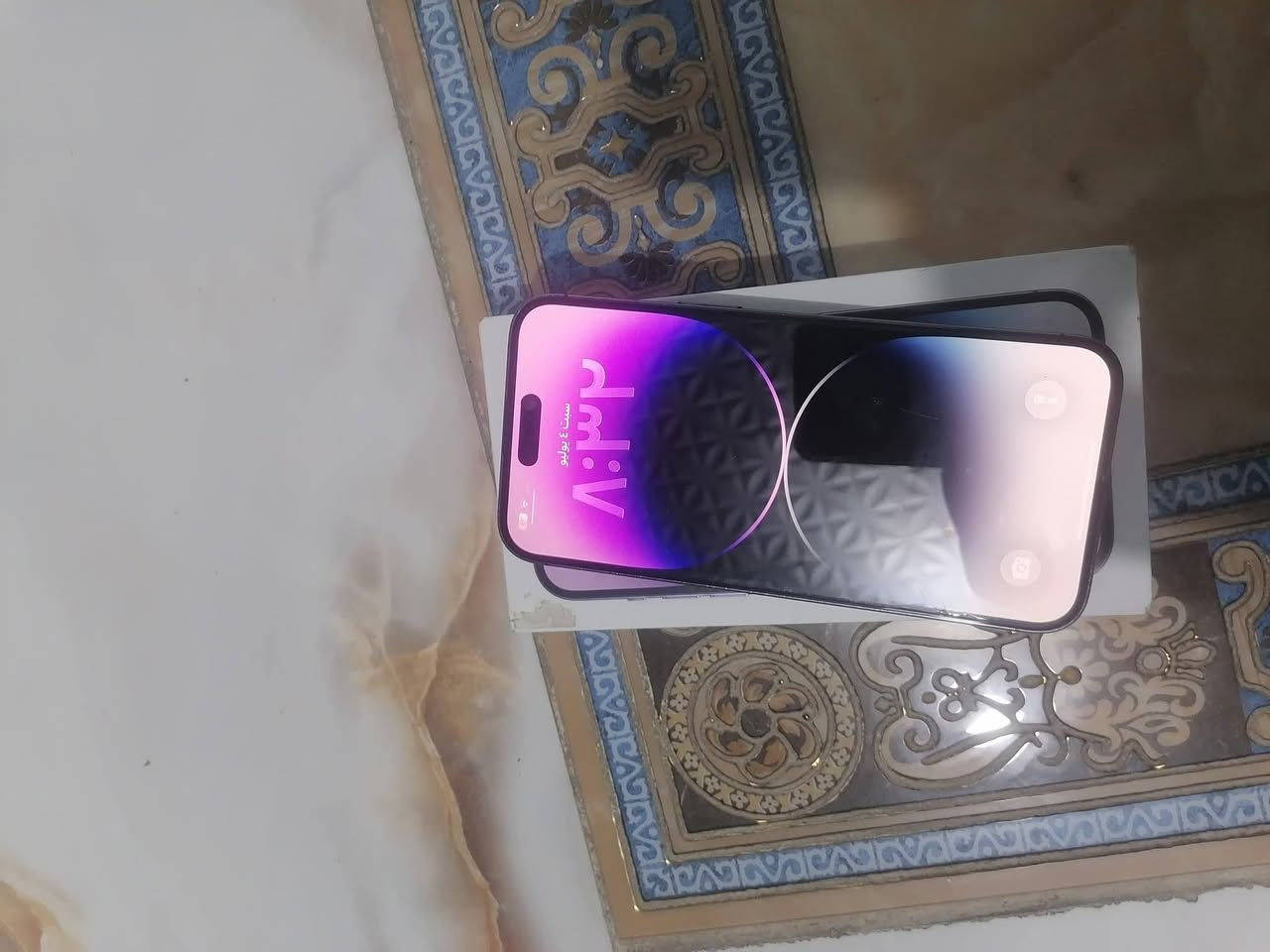 ايفون ١٤ برو ماكس
بطاريته ٧٤ ابلاديه لا مرفعه ولا ملعوب بيها 
ذاكرته ٢٥٦
جهاز دبل سيمكارت ( خطين )
شرق أوسط
مكاني ناصريه مركز
*********** واتساب
