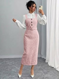 طقم فستان قطعتين • قماش بوكليه تركي • مقاسات M L XL