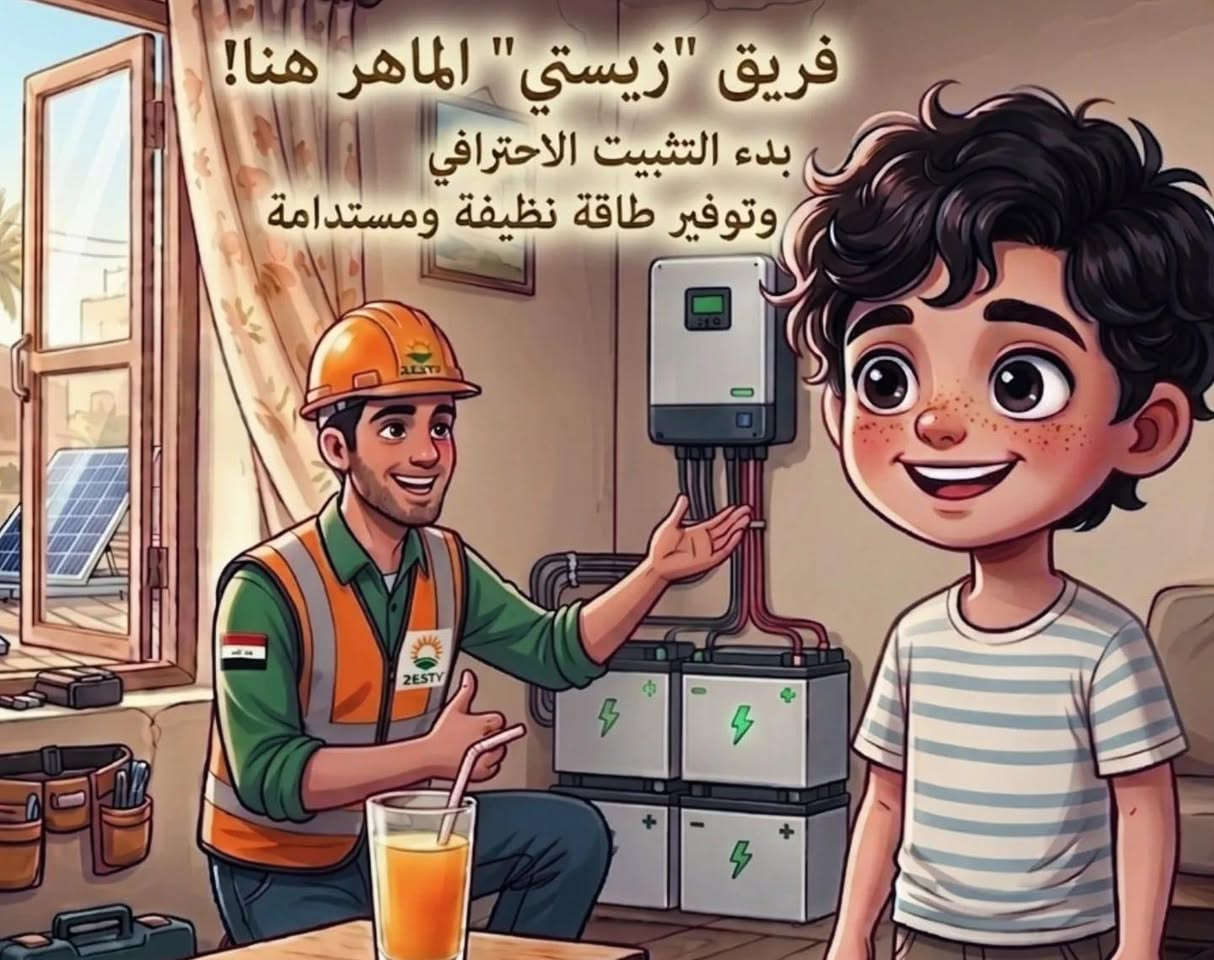 ☀️ زين بعده يتحمل الحر وانقطاع الكهرباء؟

كل صيف نفس المعاناة…
حرّ يزيد ⚠️
كهرباء تنطفي ⚠️
ومكيف ما يكدر يكمل 😓

لكن زين قرر يدور على الراحة الحقيقية 🌞

مع أنظمة الطاقة الشمسية من Zesty Solar Energy
✔️ كهرباء مستقرة
✔️ تشغيل مستمر للمكيفات
✔️ تقليل مصروف المولد
✔️ راحة لعائلتك طول الصيف

لا تخلي الحر يسيطر على يومك…
ابدأ حلّك الذكي من هسه.

📩 راسلنا للتفاصيل والأسعار
⚡ تجهيز وتركيب باحترافية
💳 كاش أو أقساط

📞 ***********
📍 شركة Zesty للطاقة الشمسية – بغداد
📞 ***********
📍 شركة Zesty للطاقة الشمسية – المنصور - تقاطع الرواد 
📞 ***********
📍 شركة Zesty للطاقة الشمسية – انبار - مدينة هيت
📞 ***********
📍 شركة Zesty للطاقة الشمسية – انبار - مدينة حديثة 
📞 ***********
📍 شركة Zesty للطاقة الشمسية – انبار - مدينة الفلوجة 
📞 ***********
📍 شركة Zesty للطاقة الشمسية – نينوى - موصل
📞 ***********
📍 شركة Zesty للطاقة الشمسية – ديالى - خالص
#زين_يدور_على_الراحة
#Zesty_Solar_Energy
#الطاقة_الشمسية
#كهرباء_مستمرة
#الطاقة_الشمسية_في_العراق
#SolarEnergy
#بغداد
#منظومات_شمسية
