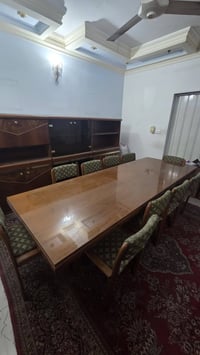 بوفية وميز للبيع بوفية 3 امتار + ميز 10 كراسي قواعد ستيل ومرمر غراض خش...