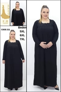 دشداشة فانيلا • أسود تركي • 3XL-5XL