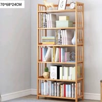 مكتبة خشبية أنيقة بأبعاد 170x68x24 سم، مثالية لتنظيم الكتب والتحف الأخ...