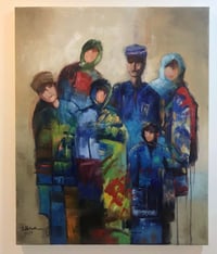 لوحة تعبيرية • ألوان زيتية • عائلة عربية